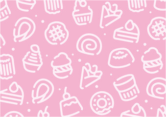 Sweets and cake pattern background for graphic design.A-size horizontal.