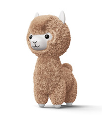 Happy cute alpaca, 3d rendering illustration