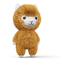 Happy cute alpaca, 3d rendering illustration