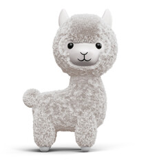 Happy cute alpaca, 3d rendering illustration