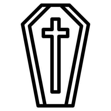 recommend clip art: Coffin corpse vampire tomb halloween - outline icon