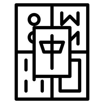 recommend clip art: Mahjong chinese game board - outline icon