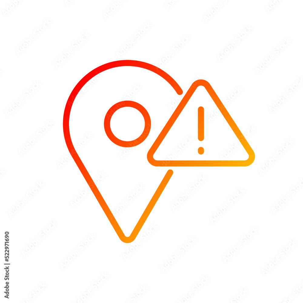 Poster location error pixel perfect gradient linear vector icon. navigation system failure. can not find de