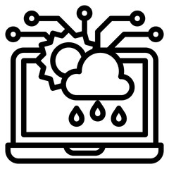 Weather forecasting ai artificial intelligence - outline icon