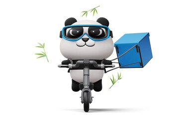 Cute Panda riding scooter, panda delivery, 3d rendering © Thanasantipan