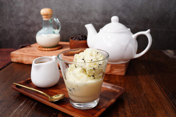 Espresso with Affogato Ice Cream Italian food or drink