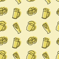 Seamless vector pattern beer. For fabric, paper, wrap, textile, poster, scrapbooking, wallpaper or background, for web site or mobile app
