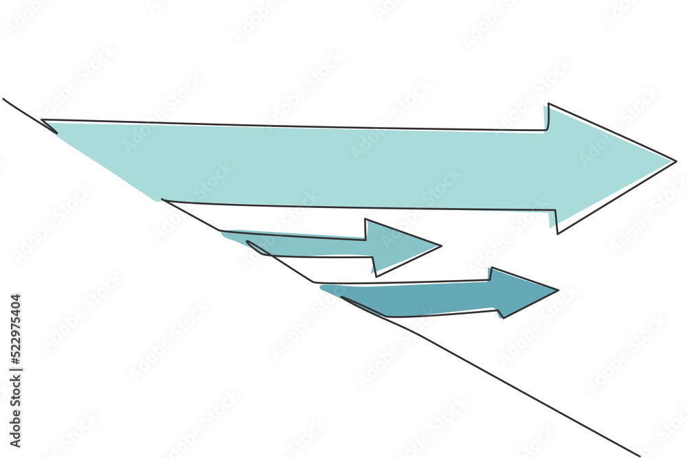Poster continuous one line drawing of keep positive moving forward arrows graph sign. success business prog