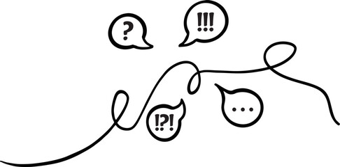 vector line illustration about conversation with questions and answers