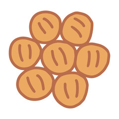 Garlic bread hand drawn vector logotype icon in cartoon doodle style