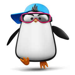 Cute penguin, cute animal, 3d rendering illustration