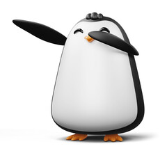 Cute penguin, cute animal, 3d rendering illustration