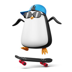 Cute penguin, cute animal, 3d rendering illustration