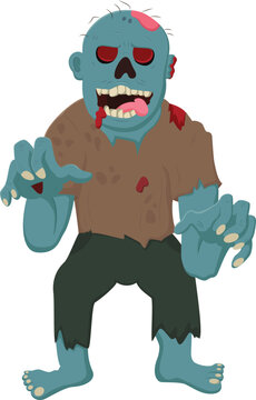 recommend clip art: Scary Cartoon zombie isolated on white background
