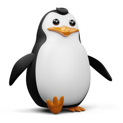 Fototapeta premium Cute penguin, cute animal, 3d rendering illustration