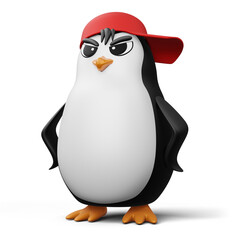 Cute penguin, cute animal, 3d rendering illustration