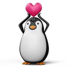 Cute penguin, cute animal, 3d rendering illustration