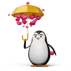 Cute penguin, cute animal, 3d rendering illustration