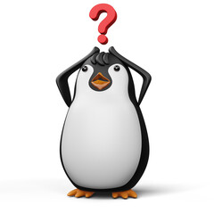 Cute penguin, cute animal, 3d rendering illustration
