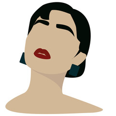 Feminine concept illustration of boho woman. Perfect for posters, wall art, cards. Woman clip art isolated on white background. Contemporary portrait. Stock vector illustration, eps10