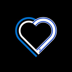 unity concept. heart ribbon icon of estonia and israel flags. vector illustration isolated on black background