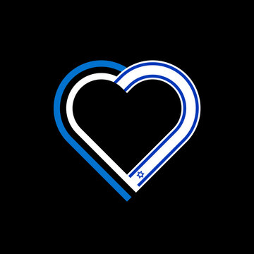recommend clip art: unity concept. heart ribbon icon of estonia and israel flags. vector illustration isolated on black background