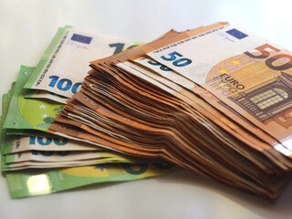 Euro bills or banknotes 100 and 50 Euros