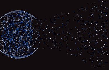 Network abstract connection isolated on black background. Network technology background with dots and lines. Ai background. Modern abstract concept. Ai background vector, network technology