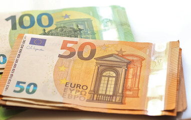 Euro bills or banknotes 100 and 50 Euros