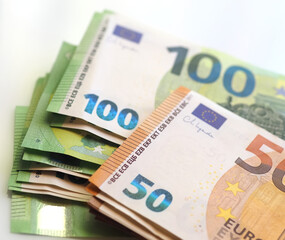 Euro bills or banknotes 100 and 50 Euros