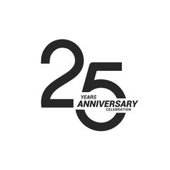 25 years anniversary celebration logotype - obrazy, fototapety, plakaty