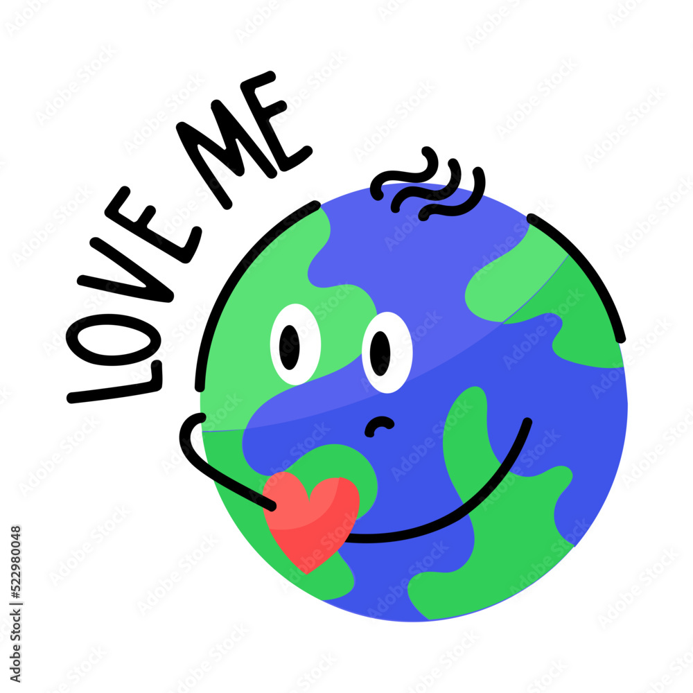 Sticker a cute hand drawn sticker of love planet