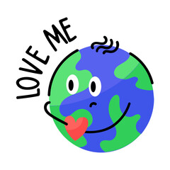 A cute hand drawn sticker of love planet 