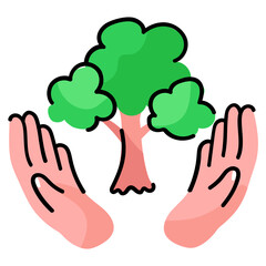 Obraz premium A captivating doodle sticker of save tree 