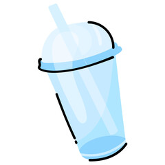 Premium hand drawn sticker of plastic glass