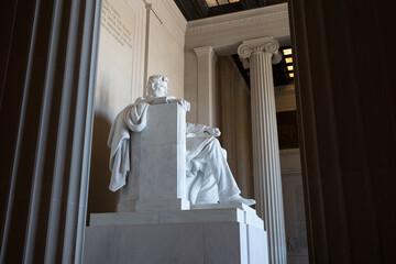 Statue of Abraham Lincoln at the Lincoln Memorial in Washington DC