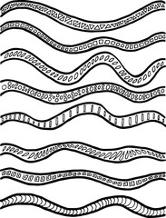 Waves of stripes with a pattern. Background of stripes divided into fragments. For print and web.
