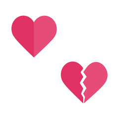two hearts, minimalist vector icons