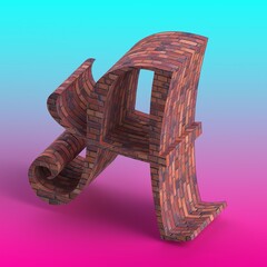 the A alphabet with a unique and interesting texture created using a 3D program