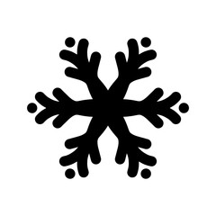 Simple black silhouette snowflake icon isolated on white