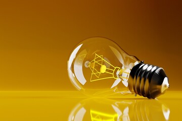 Light bulb over a dark background. The concept of electricity, light, dealing with the dark. Idea and concept. 3d render