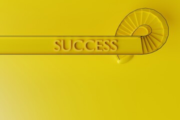 A winding staircase with the word success at the top. Concept of climbing and fighting for success. 3d render, 3d