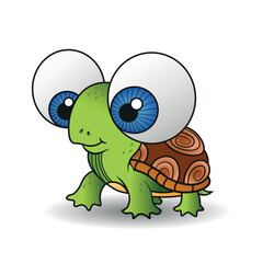 vector illustration. baby. little cute turtle. child. big eyes. animal. art. kid