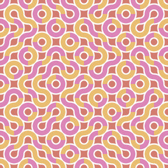 Geometric seamless vector pattern in vivid colour palette. Simple irregular Truchet repeat illustration for prints, home decor and web backgrounds.