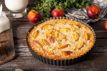 Delicious homemade tart with fruits