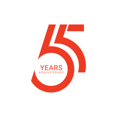 65, 65th Year Anniversary Logo, Vector Template Design element for birthday, invitation, wedding, jubilee and greeting card illustration.
