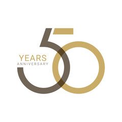 50th, 50 Years Anniversary Logo, Golden Color, Vector Template Design element for birthday, invitation, wedding, jubilee and greeting card illustration. - obrazy, fototapety, plakaty