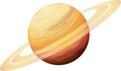 Cartoon Saturn cosmic planet with rings of gas © Vector Tradition