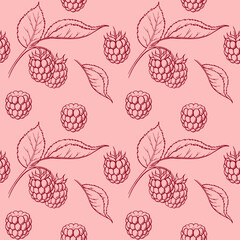raspberry berry seamless pattern