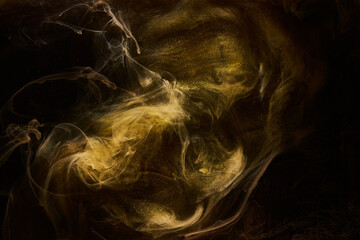 Liquid fluid art abstract background. Dark multicolored smoke dancing acrylic paints underwater,...